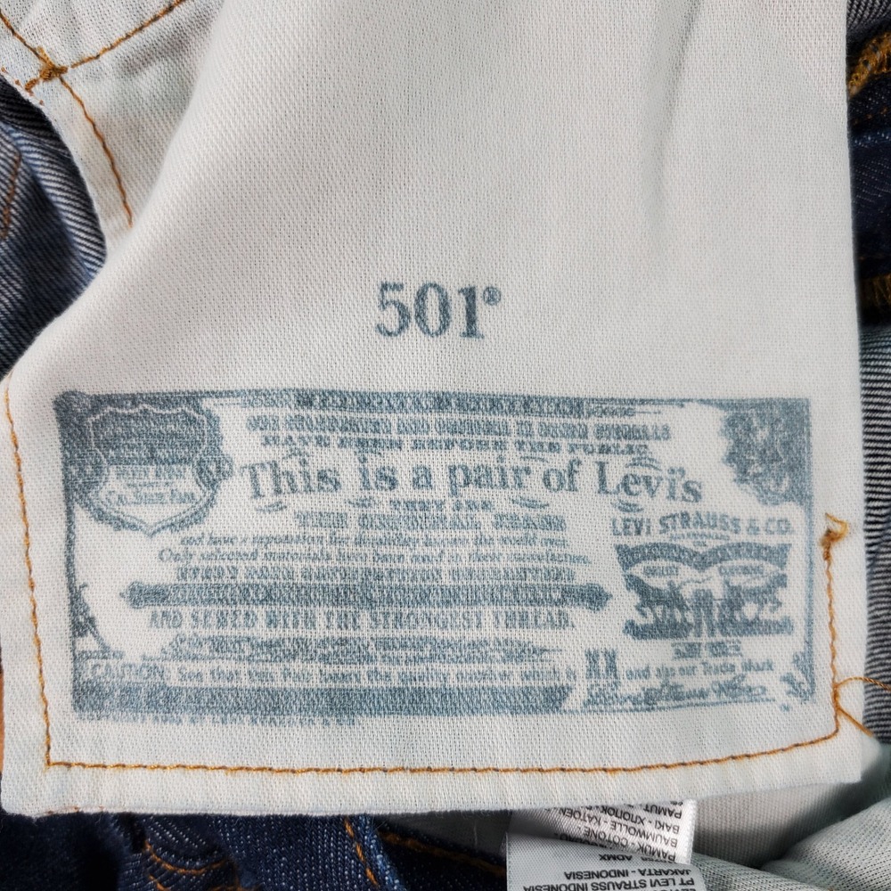 Levis 501 Original Fit Mens Jeans W34 L30(29)  Dark Wash Indigo Button Fly Denim - Picture 2 of 11